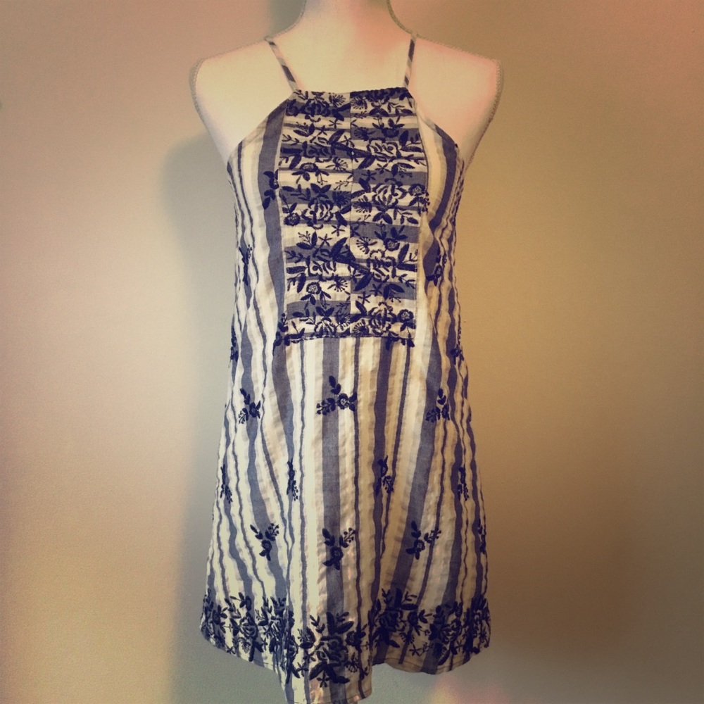 Miami Striped Embroidered Dress